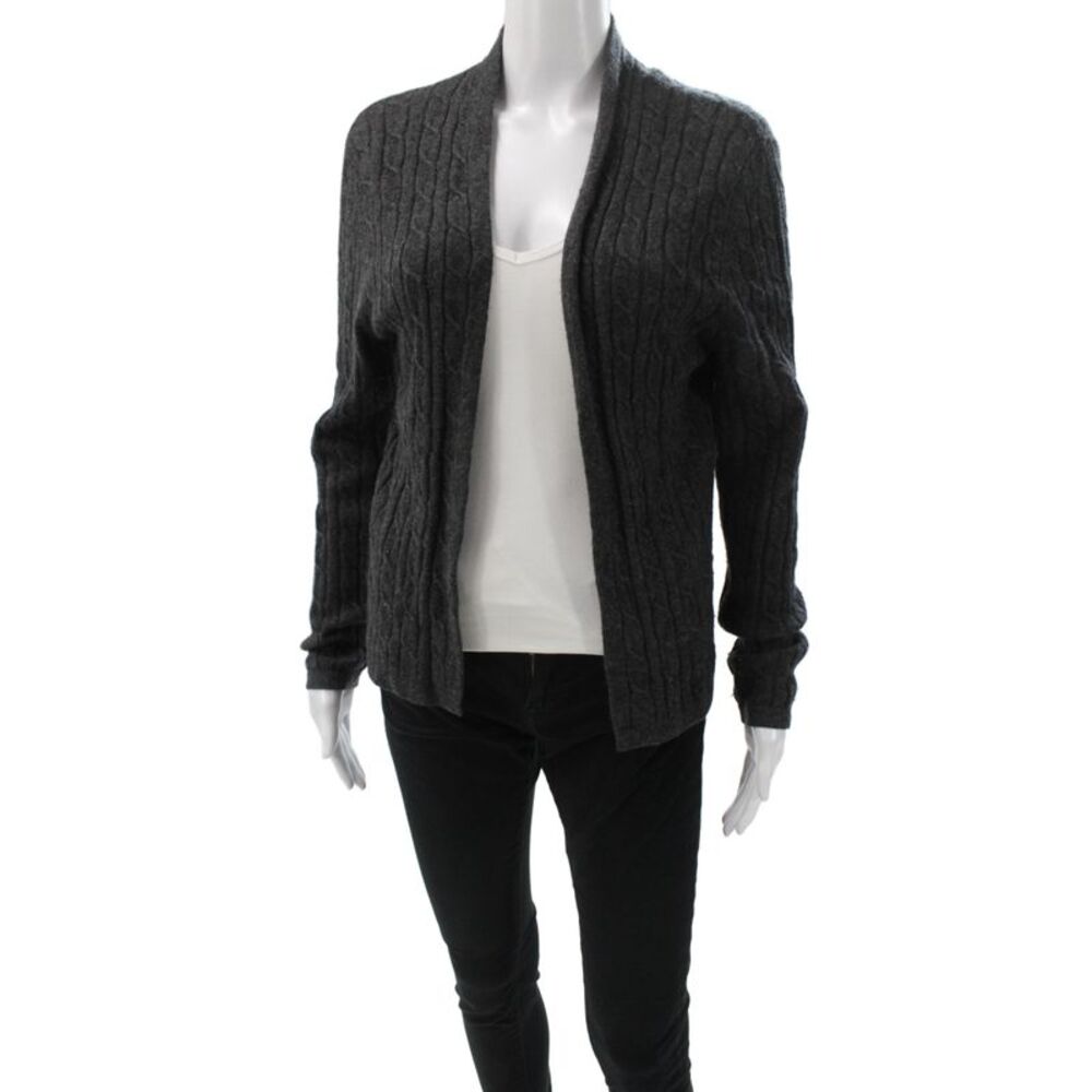 Lulu Bravo Womens Cashmere Gray V-Neck Cardigan Long Sleeve Size S